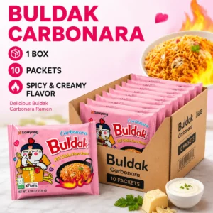 Samyang Buldak Carbonara Hot Chicken Flavor Ramen, 10 Pack